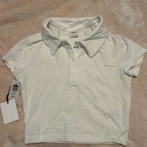 White collared cropped shirt